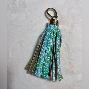 Lilly Pulitzer Green and Blue Patterned Tassel Keychain